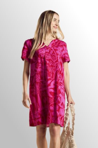 Pink viskose kjole med print, street One 144081