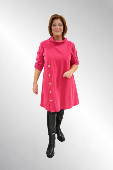 Pink fløjlskjole med ståkrave. 9F3522