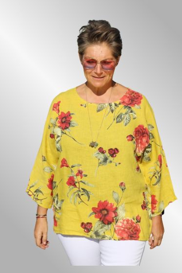 Gul hørbluse med blomster, Amla 19