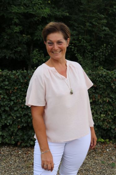 Rosa bluse i viskose / hør, Amie