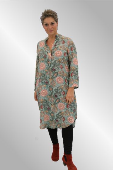 Grøn viskose printkjole, Gigi 16080
