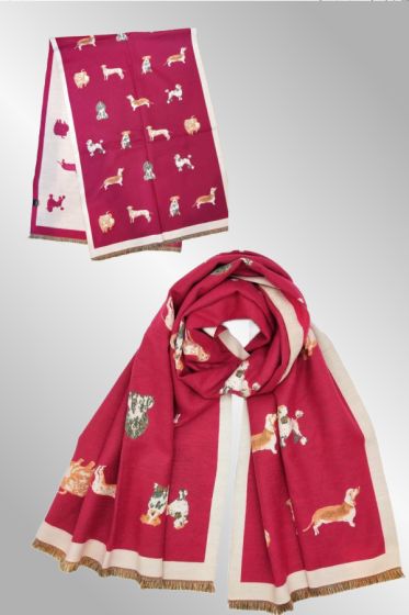 Pink tørklæde med hunde, 2379