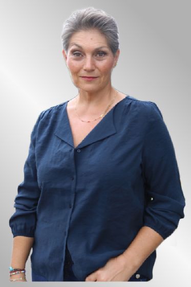 Mørk blå, let shiny, viskose skjorte, street One 344207