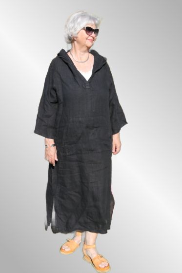 Sort hørkjole med hætte, Cabana Angel 1547C