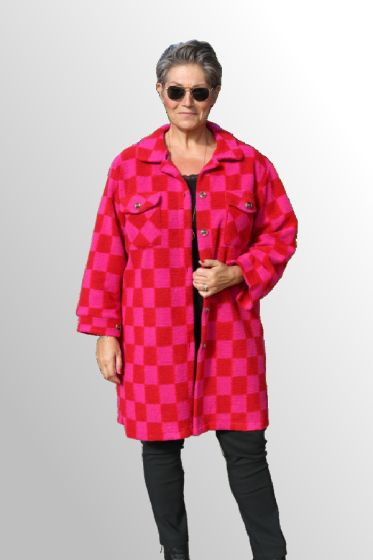 Rød pink fliis jakke / skjorte, Carola 01