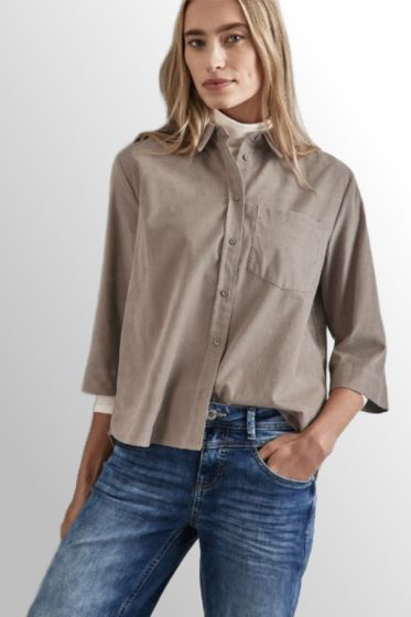 Sandfarvet Fløjls skjorte, Street One 345122