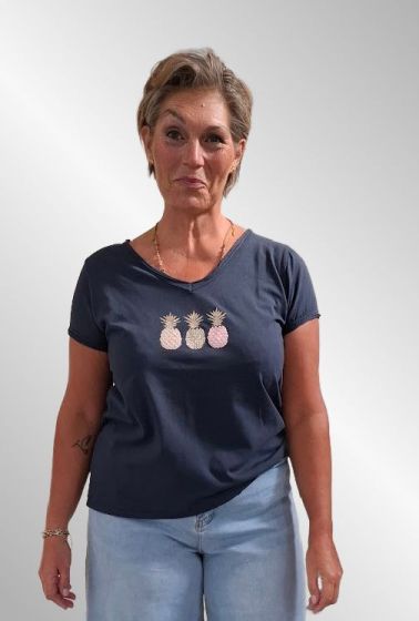 Blå t-shirt med ananas, 22031