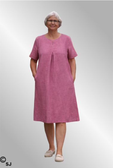 Blommefarvet hørkjole 22519-1