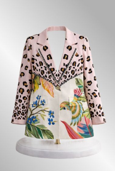 Rosa blazer med print, 23982