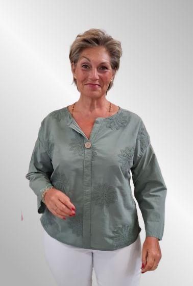 Khaki bomulds skjorte, Rem 25120