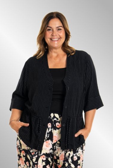 Sort stribet jakke, G253030