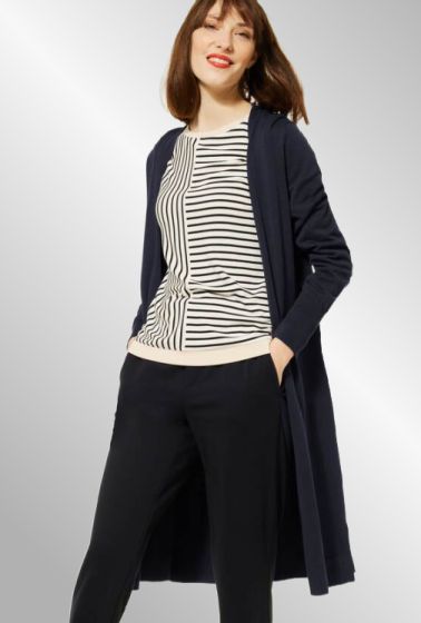 Lang mørkeblå strik cardigan, Street One 253200