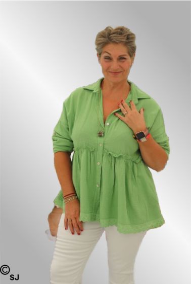 Æble grøn bomulds skjorte / tunika, Fengo Inge 2684