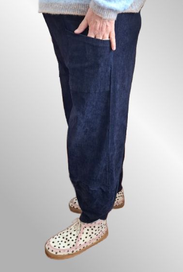 Navy fløjlsbuks 50327