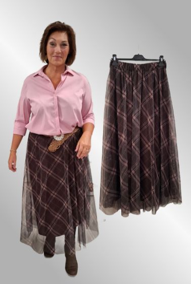 Brun ternet tyls nederdel, 30840