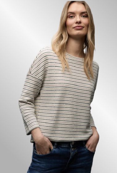 Strik bluse, råhvid, street One 324631