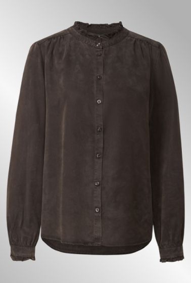 Brun skjorte med lille flæse, Street One 345981