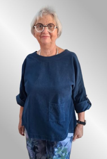 Blå fløjlsbluse, 37017-2