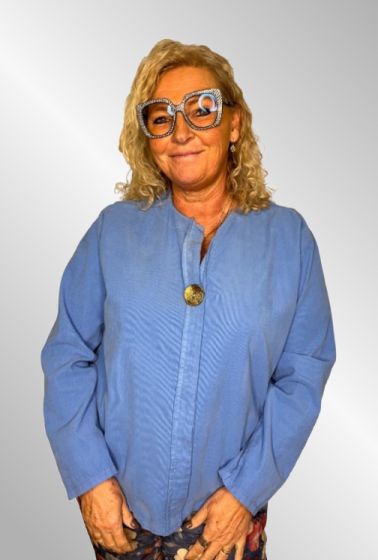 Blå fløjls bluse, 37023