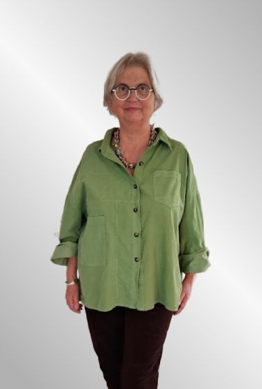 Æblegrøn fløjls skjorte/jakke 37024-1