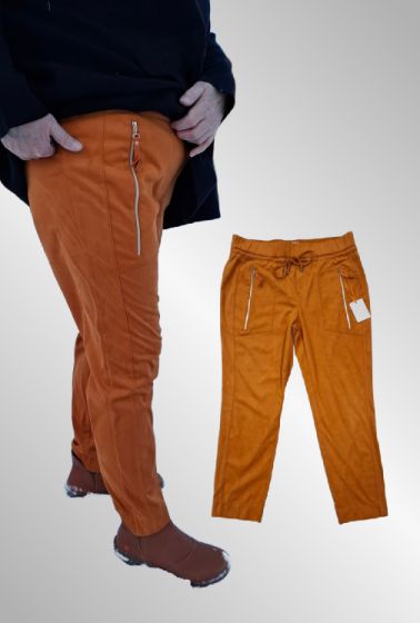 Gylden pants i ruskindslook, Bonny 373358
