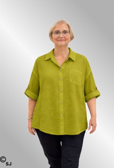 Oliven grøn bomulds skjorte i ble kvalitet, 55032