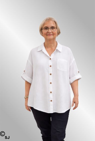 Hvid bomulds skjorte i ble kvalitet, 55032