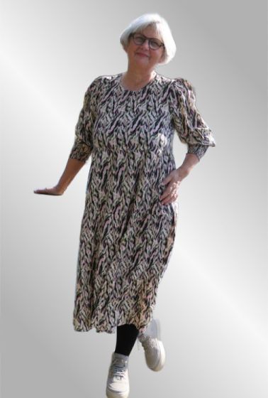 Viskose kjole , Grøn / sort / pink print, Lomak 5508541