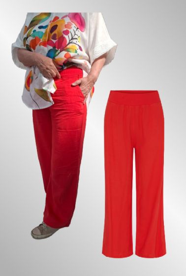 Rød viskose / hør buks Marta 62273