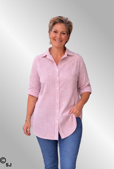 Rosa ternet lang skjorte, 75382