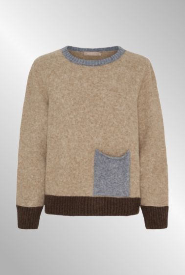 Beige strik med lomme, Marta 8031