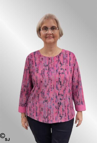 Pink fløjlsbluse med print, 9f3819