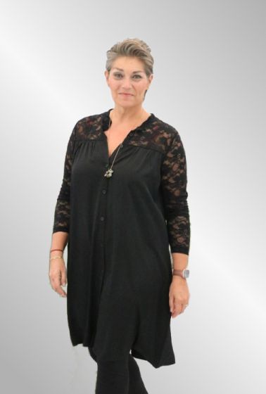 Sort Skjorte kjole med lace, Agis 5510583