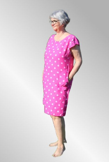 Pink prikket hørkjole, Birgit