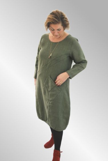 Grøn hør kjole Ohera Janne K, 02057