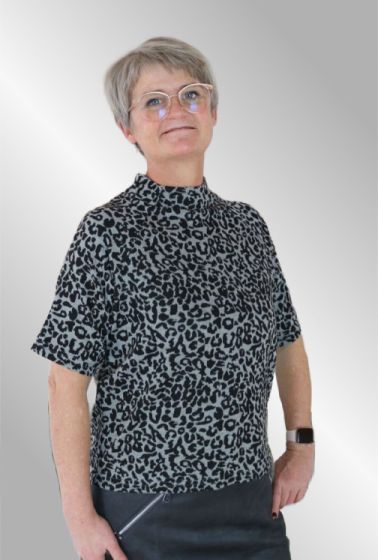 Ailana bluse,  grå combi