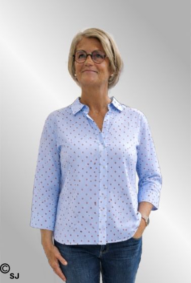 Lys blå skjorte med beige polka prikker, Amber, Amace