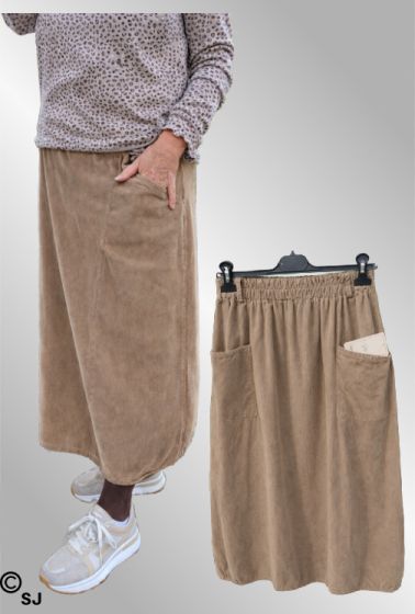 Sandfarvet fløjlsnederdel, 242513V