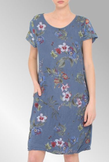 Bellina  flower dress, jeans blue