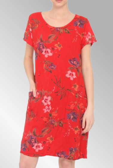Bellina  flower dress, rød