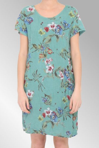 Bellina  flower dress, silver green