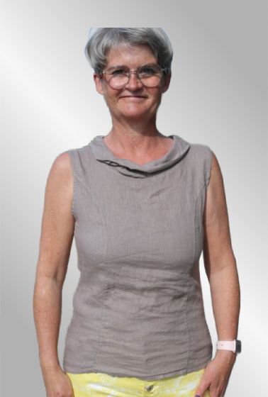 Hør bluse med krave, Bit, Natur 6190