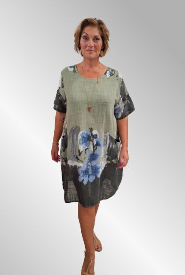 Grøn bomuldskjole med print, Henriette IT