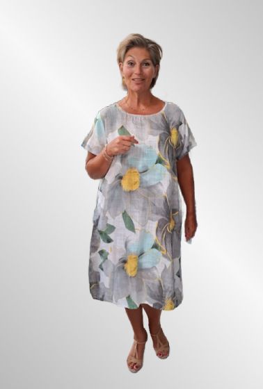 Hvid Blomstret bomulds kjole, BlIT2505J