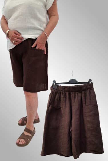 Brun hør shorts 90008-3 IT