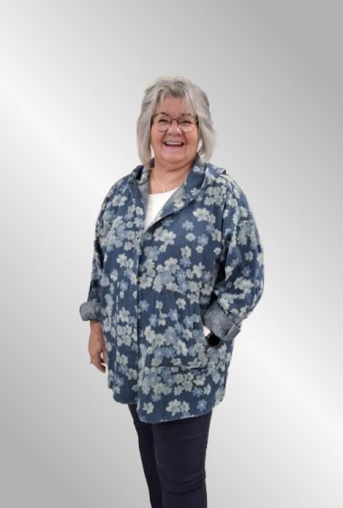 Denim jakke med blomster, Bella Blue A44-V28