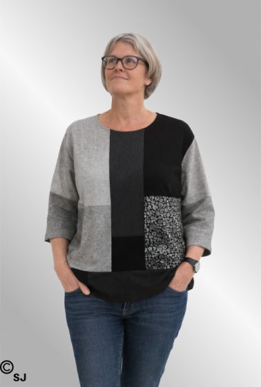 Sort grå bluse, 6'am Fabrini