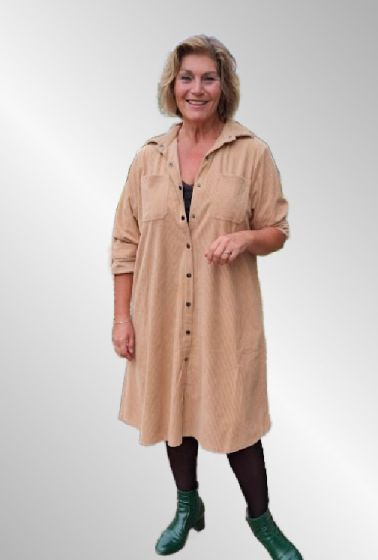 Sand fløjls skjorte kjole, 6082