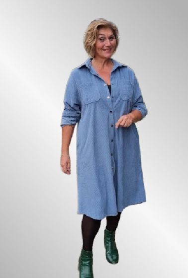 Blå fløjls skjorte kjole, 6082