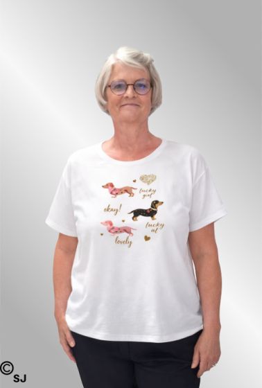 Hvid T-Shirt med gravhunde, Azara